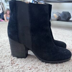 Franco Sarto Black Suede Ankle Boots